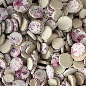 פסיפס קרמי עגול פרחוני